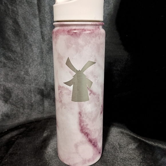 White and Purple Bath & Body Bottle with Windmill Design - Picture 1 of 16